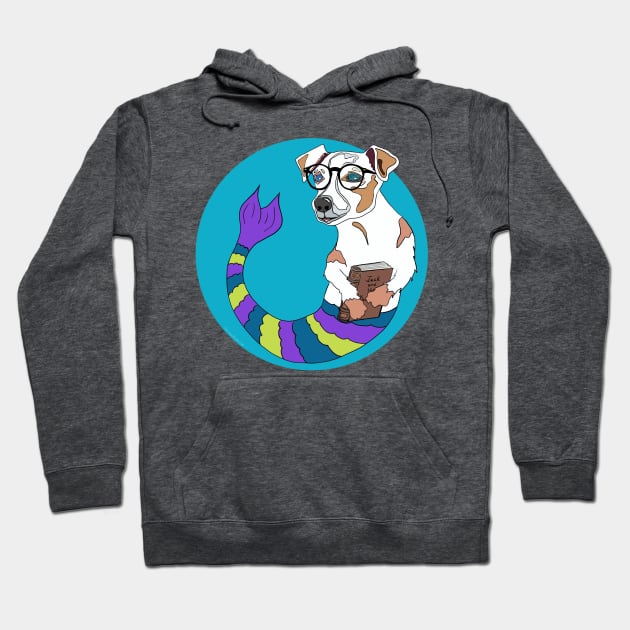 Milo the Bookworm Jack Russell Mermutt Hoodie by abrushwithhumor